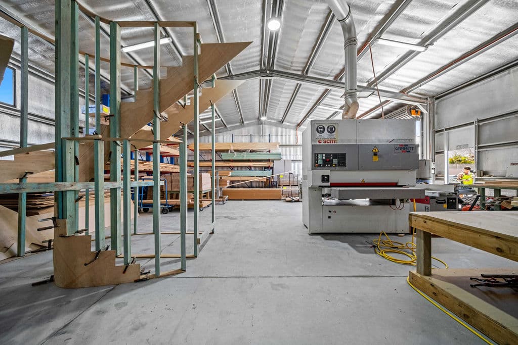 staircase manufacturing — wide view at the Stairz factory, Austral
