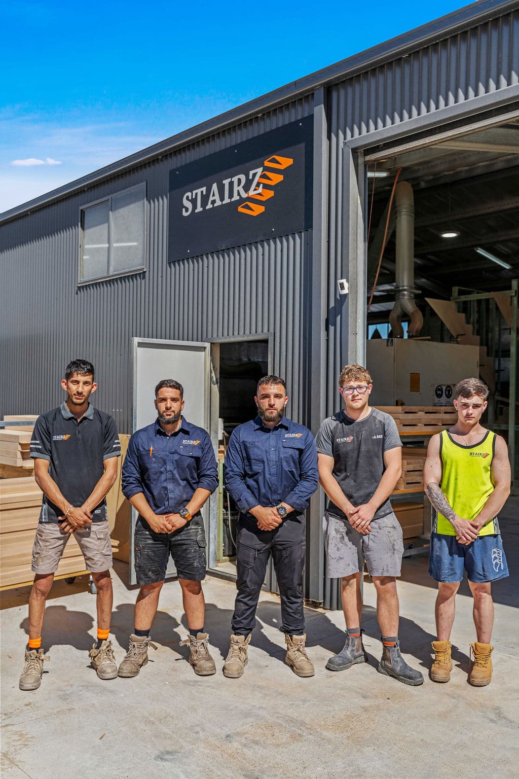 staircase manufacturing — wide view at the Stairz factory, Austral